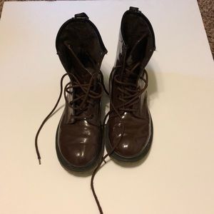 Brown combat boots